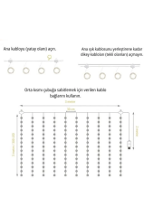 Lw-7 300 Ledli 10 Sarkıt Perde Led Işık, 8 Modlu Uzaktan Kumandalı, 3x3 Metre Peri Telli Led