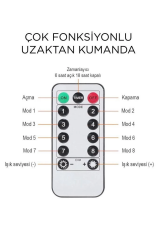Lw-7 300 Ledli 10 Sarkıt Perde Led Işık, 8 Modlu Uzaktan Kumandalı, 3x3 Metre Peri Telli Led