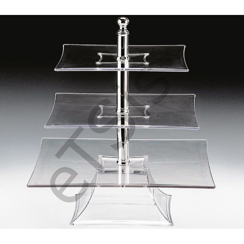 Teşhir Standı, Üç Katlı, Polikarbon, 44 cm, Şeffaf