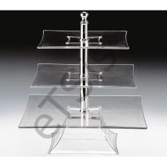 Teşhir Standı, Üç Katlı, Polikarbon, 44 cm, Şeffaf