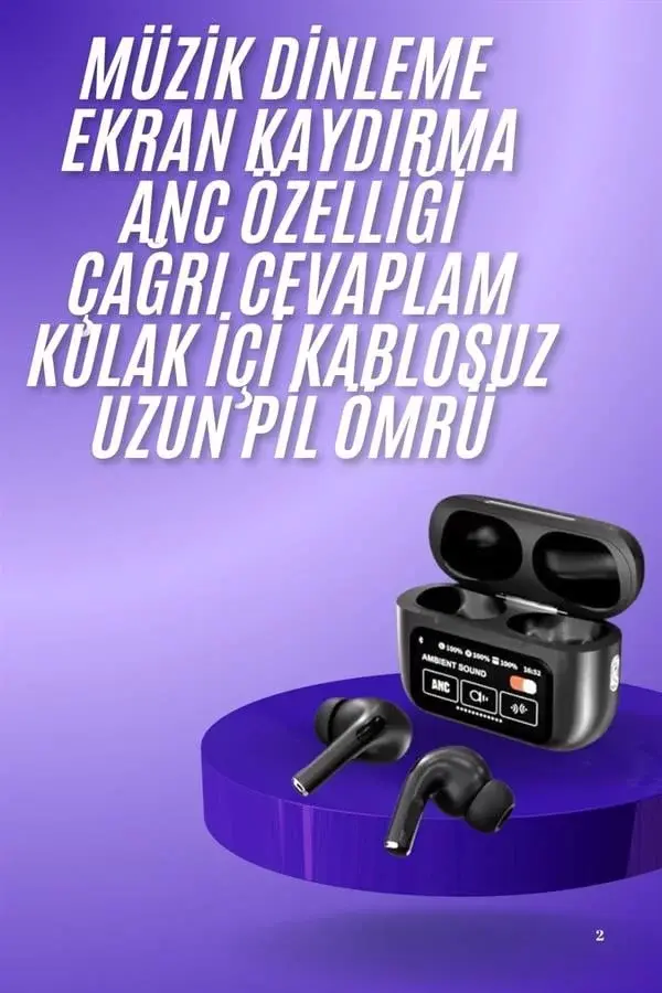 2.nesil Pro Ekranlı Sesli Görüşme Yapabilen Kablosuz Bluetooth Kulaklık