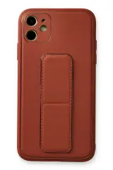 Newface İphone 12 Kılıf Coco Deri Standlı Kapak - Fuşya