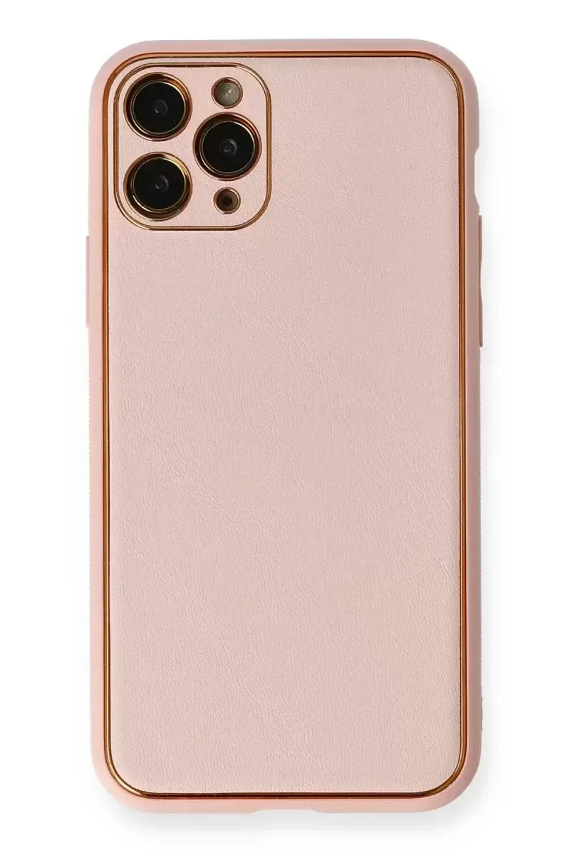 Newface İphone 11 Pro Kılıf Coco Deri Silikon Kapak - Pembe