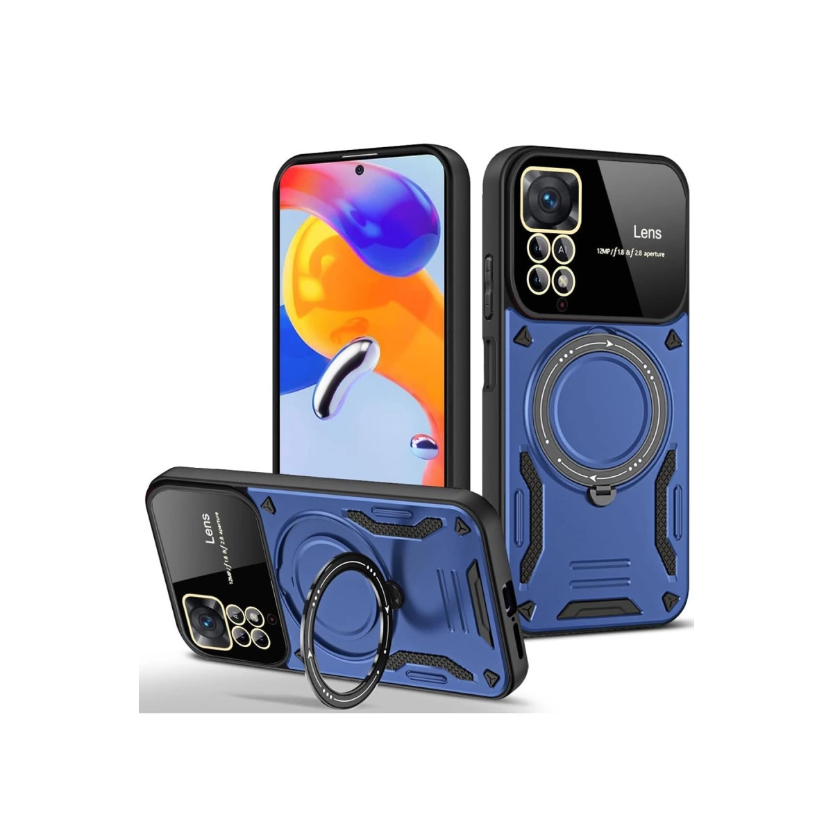 Xiaomi Redmi Note 11 Pro Kılıf Joy Lens Standlı Kapak - Lacivert