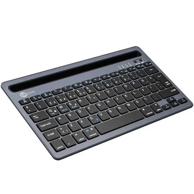 Lenovo Lecoo Bk100 Bluetooth V3.0 Çoklu Cihaz Uyumlu Şarj Edilebilir Kablosuz Gri Türkçe Q Klavye