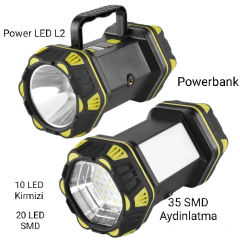 F.b.ı F-262 Yeni Güçlü Çift Taraflı Taşınabilir Spot Ve Işıldak Usb Powerbank Şarjlı Fener