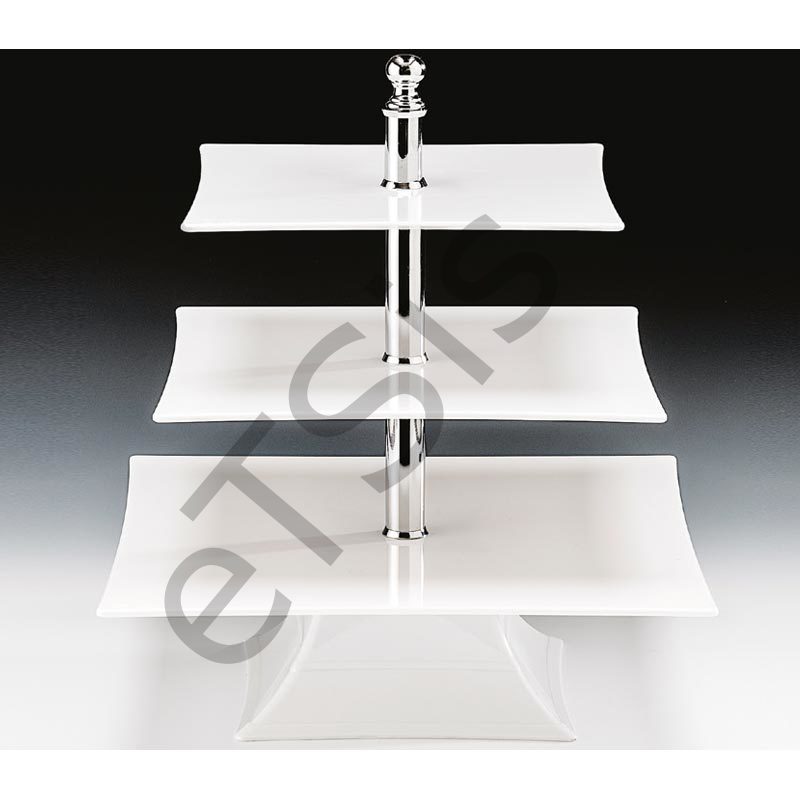 Teşhir Standı, Üç Katlı, Polikarbon, 44 cm, Beyaz