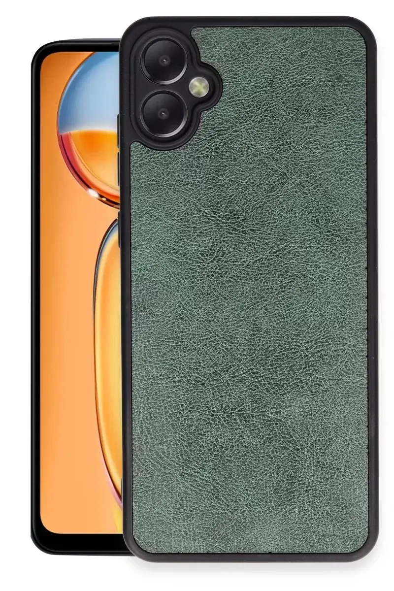Newface Samsung Galaxy A05 Kılıf Aras Deri Kapak - Koyu Yeşil