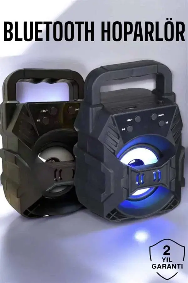 Taşınabilir Bluetooth Hoparlör Led Işıklı Uzun Pil Ömrü