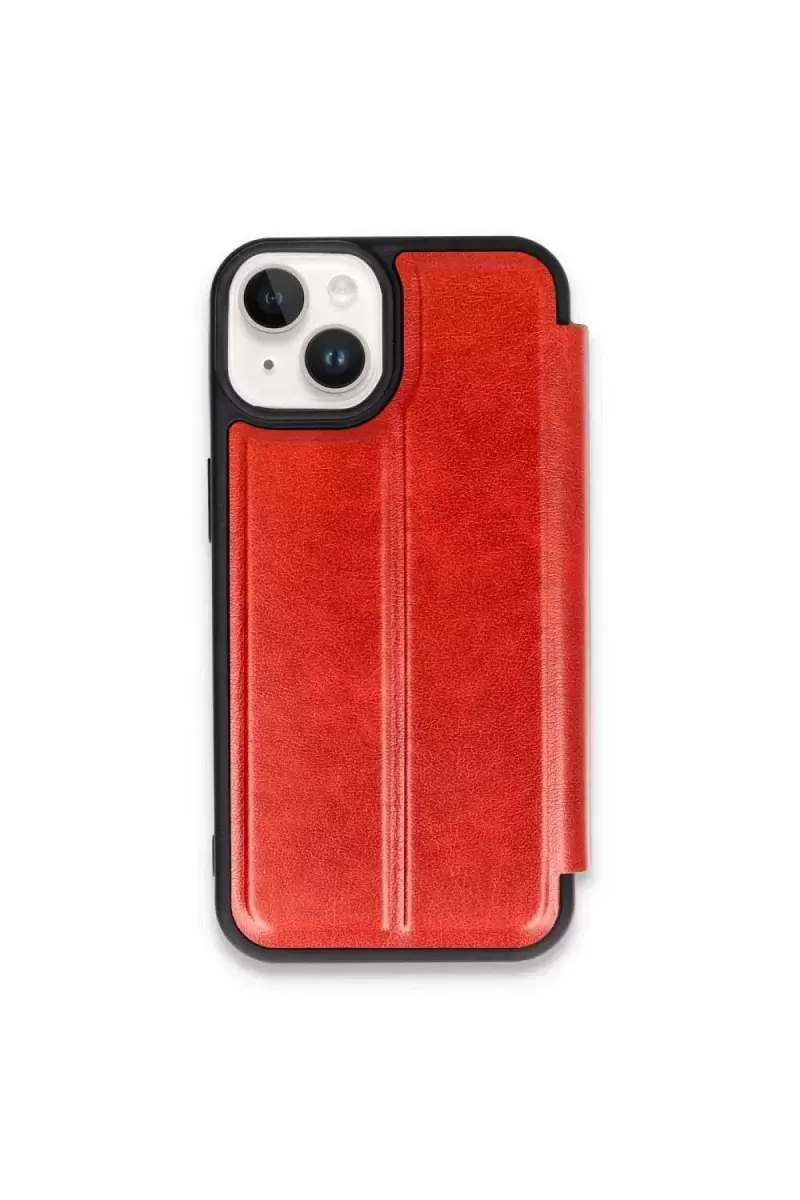 Newface İphone 15 Kılıf Flip Cover - Kırmızı