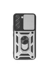Newface Samsung Galaxy S24 Kılıf Pars Lens Yüzüklü Silikon - Gümüş