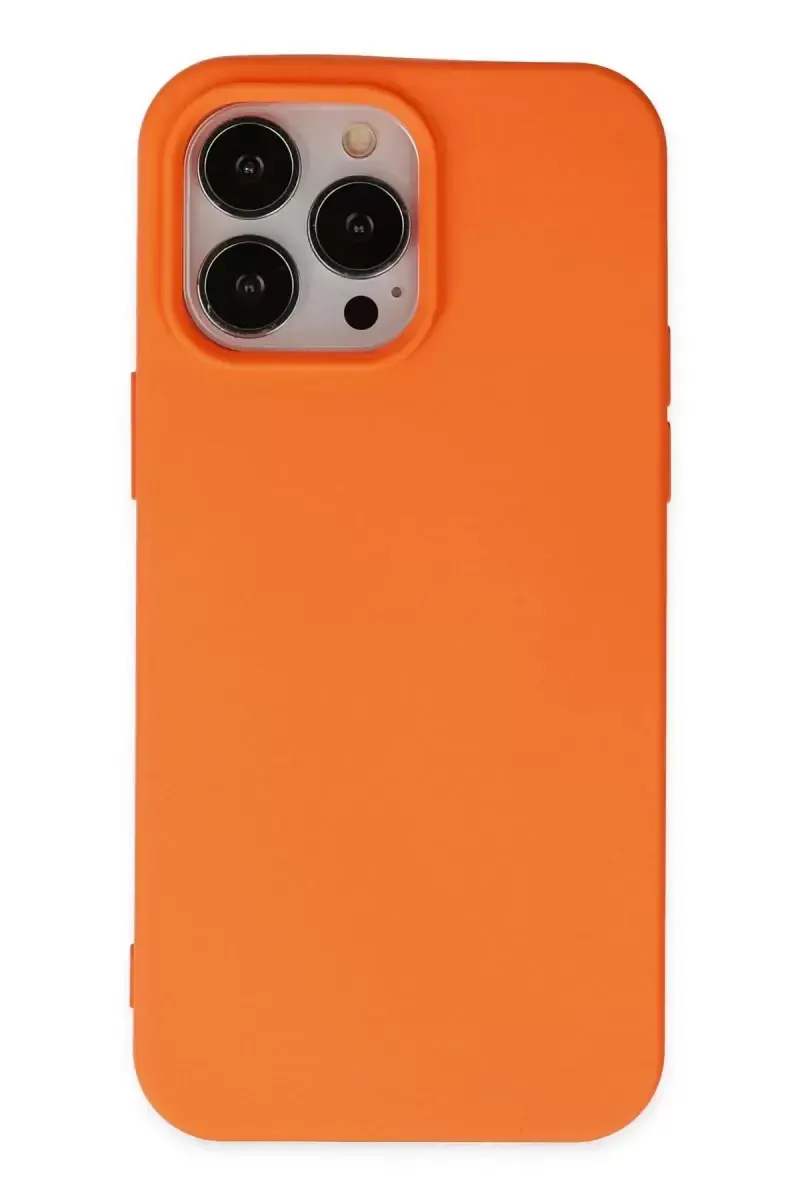 Newface Apple İphone 14 Pro Kılıf Nano İçi Kadife Silikon - Turuncu