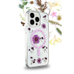 İphone 14 Pro Max Kılıf Daisy Simli Magsafe Kapak - Pembe