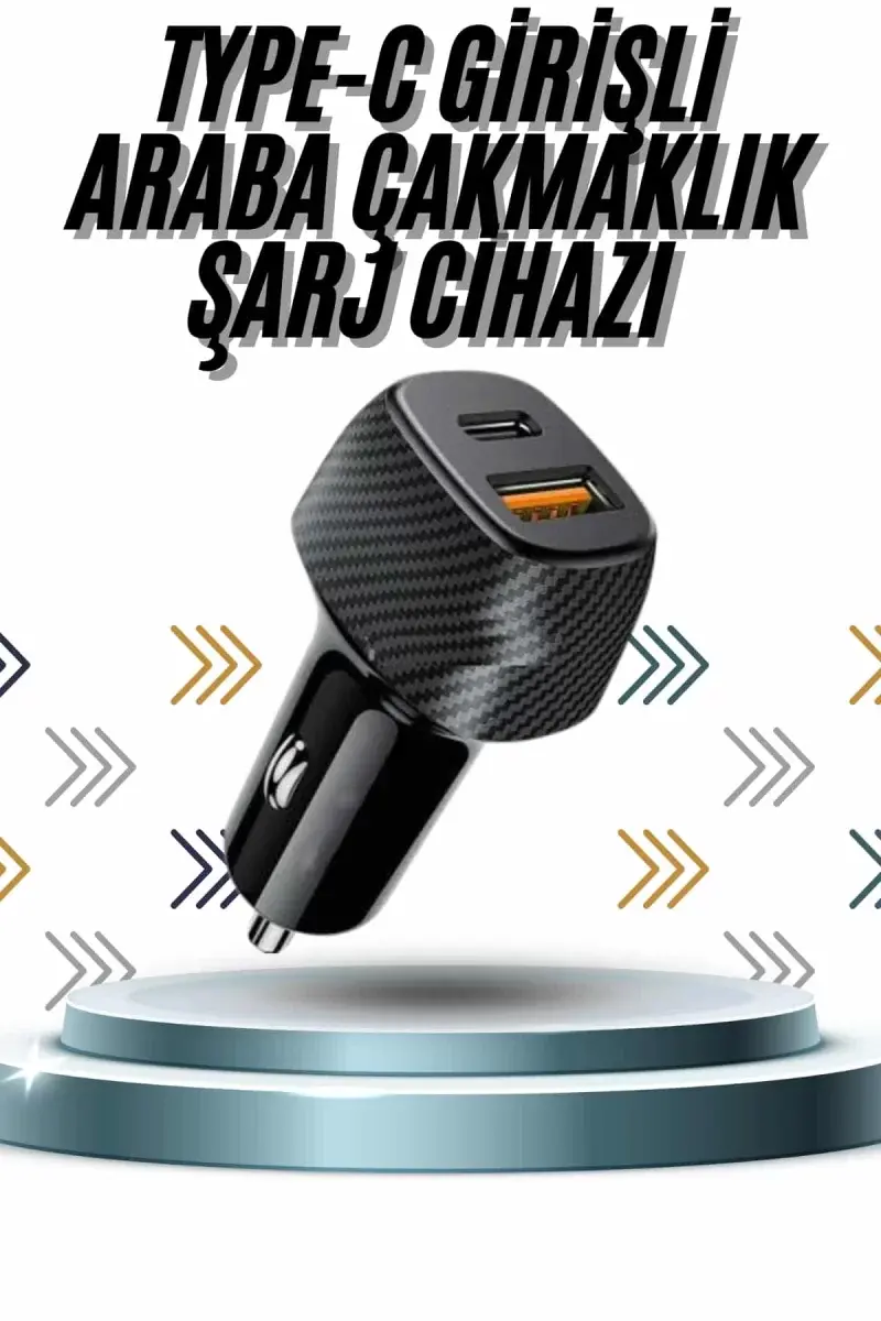 Hızlı Oto Şarj Cihazı 38w Çift Girişli Hızlı Şarj Oto Çakmaklık Type-c