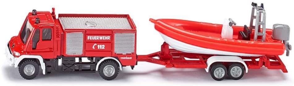 Maket Metal Taşıt İtfaiye ve Teknesi 1/100 N:1636 UNIMOG FIRE ENGINE WITH BOAT
