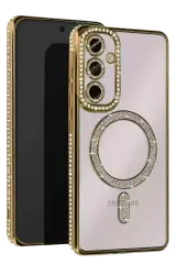 Newface Samsung Galaxy S23 Fe Joke Simli Magneticsafe Kılıf - Gold