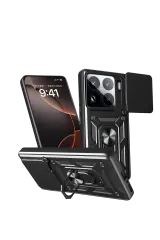 Newface Xiaomi Mi 15 Pro Kılıf Pars Lens Yüzüklü Silikon - Siyah