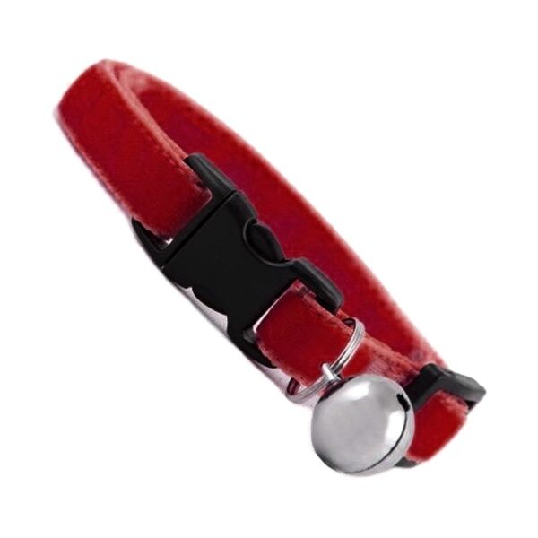 Markapet Kedi Boyun Tasması Kadife Dokulu Çanlı 1*30 cm Kırmızı