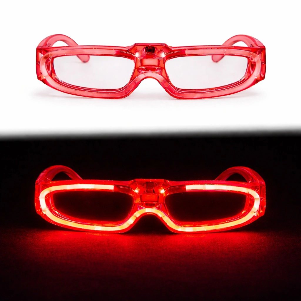Kırmızı Led Işıklı Parti Gözlüğü 3 Modlu – Glow & Gece Eğlence Gözlüğü