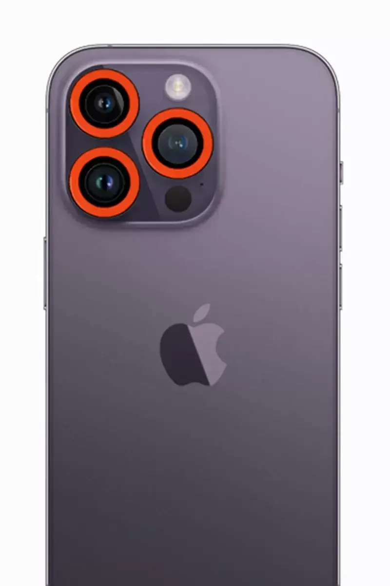 Newface Apple İphone 12 Pro Max Neon Fosforlu Kamera Lens - Turuncu