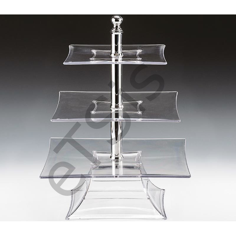 Teşhir Standı, 3 Katlı, Polikarbon, 39 cm, Şeffaf