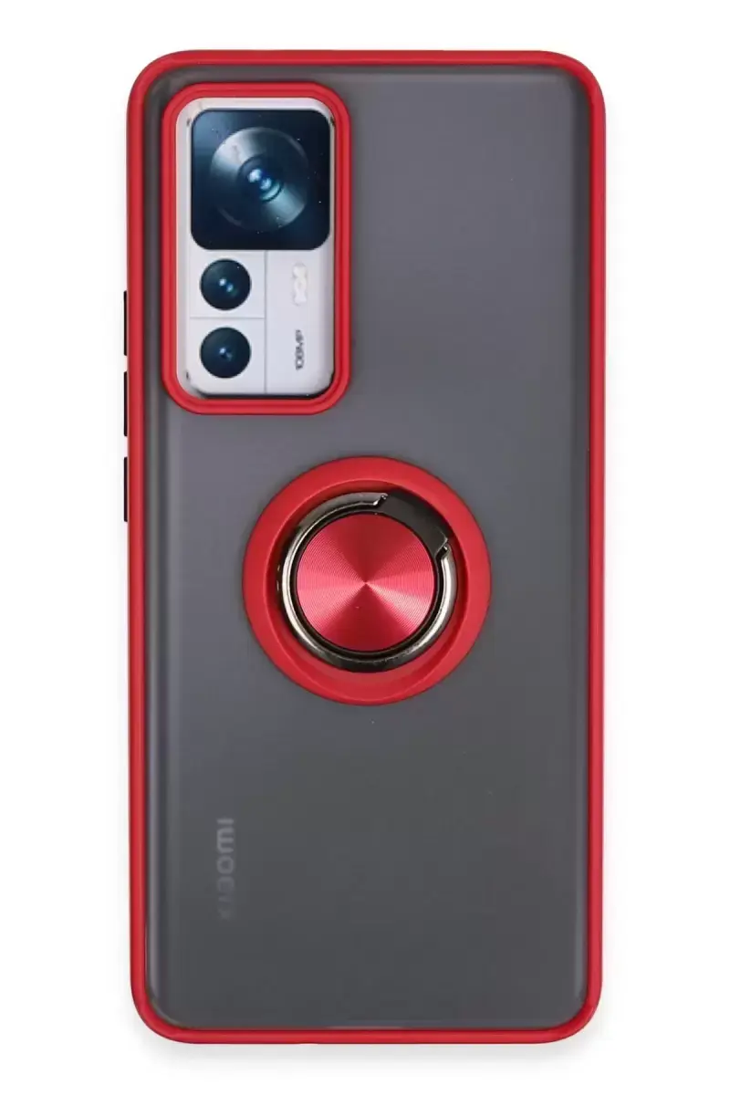 Newface Xiaomi Mi 12t Pro Kılıf Montreal Yüzüklü Silikon Kapak - Kırmızı