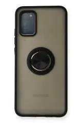 Newface Samsung Galaxy A02s Kılıf Montreal Yüzüklü Silikon Kapak - Siyah
