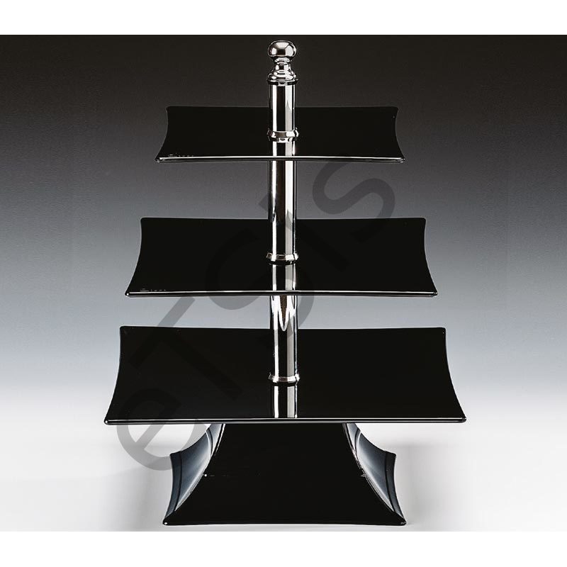 Teşhir Standı, 3 Katlı, Polikarbon, 39 cm, Siyah