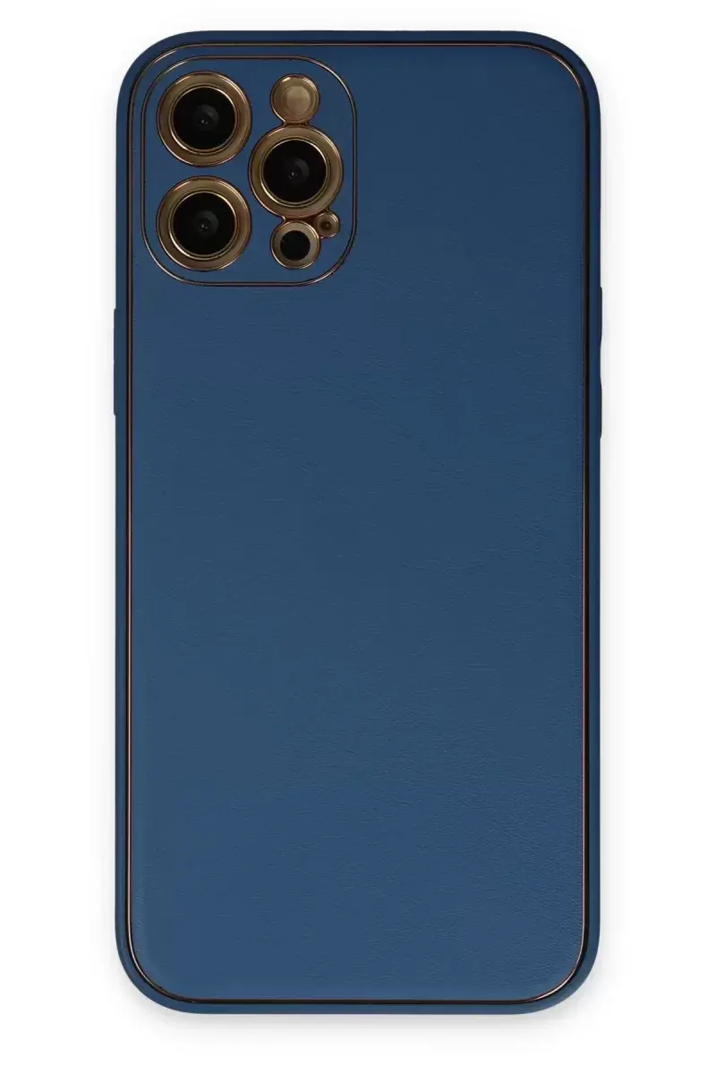 Newface İphone 12 Pro Max Kılıf Coco Deri Silikon Kapak - Açık Mavi