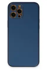 Newface İphone 12 Pro Max Kılıf Coco Deri Silikon Kapak - Açık Mavi