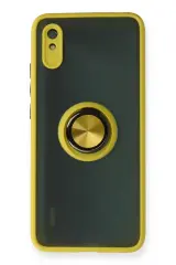 Newface Xiaomi Redmi 9a Kılıf Montreal Yüzüklü Silikon Kapak - Sarı