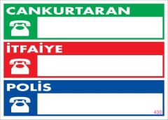 Acil Durum Telefon Levhası 25x35 KOD:430