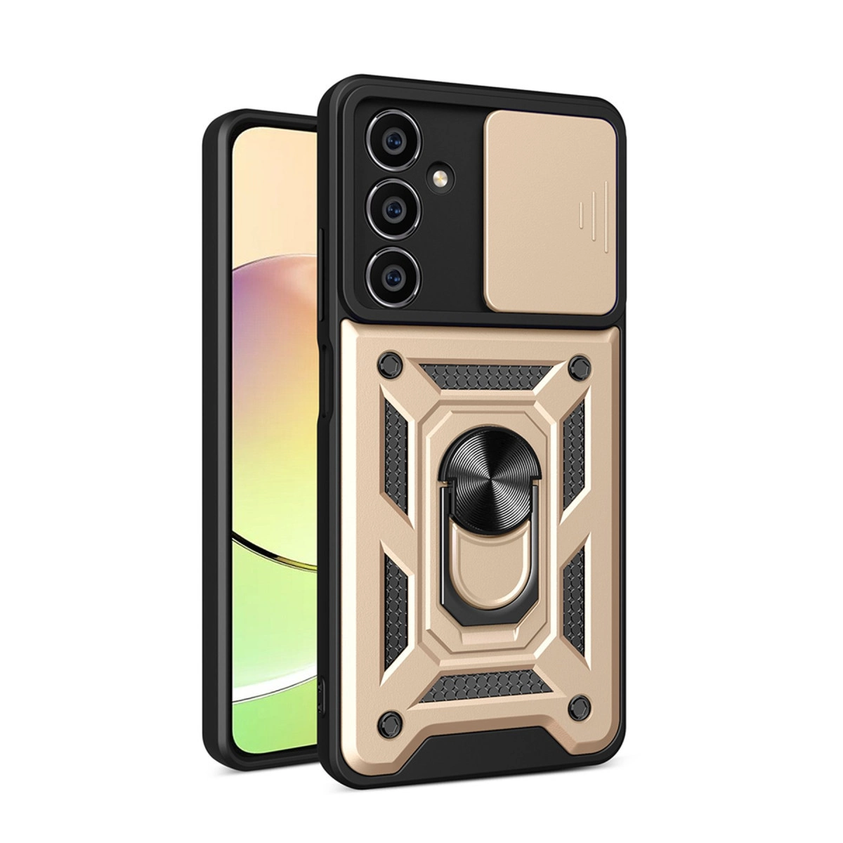 Samsung Galaxy A25 5g Kılıf Pars Lens Yüzüklü Silikon - Gold