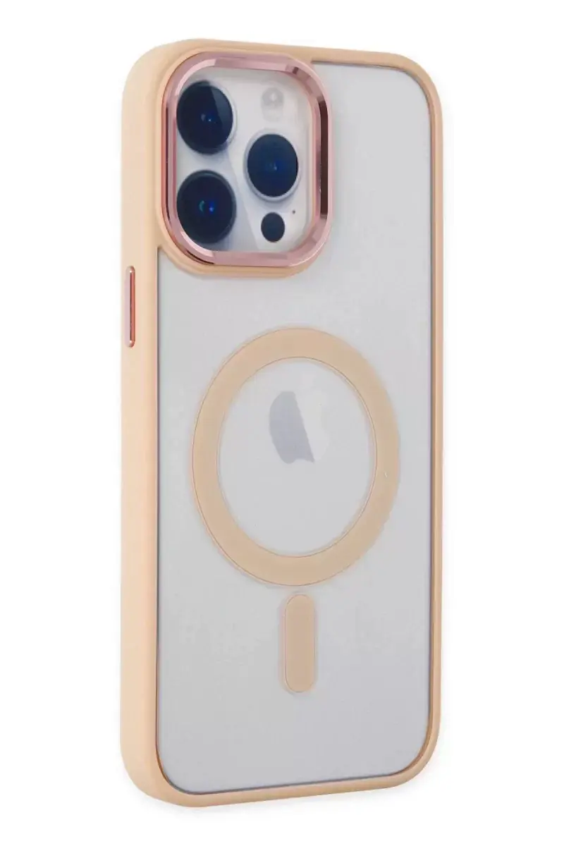 Newface İphone 14 Pro Kılıf Room Magneticsafe Silikon - Pudra