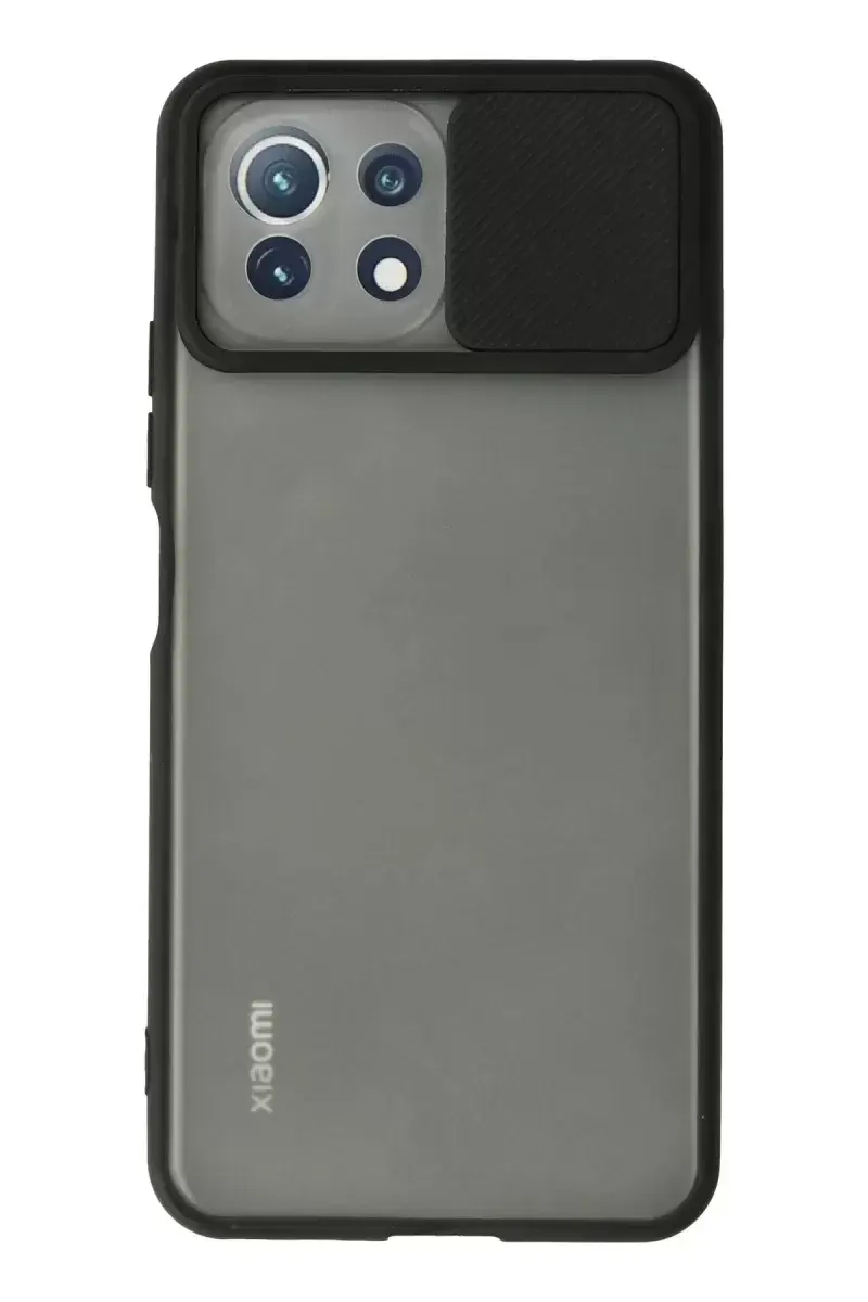 Newface Xiaomi Mi 11 Lite Kılıf Palm Buzlu Kamera Sürgülü Silikon - Siyah