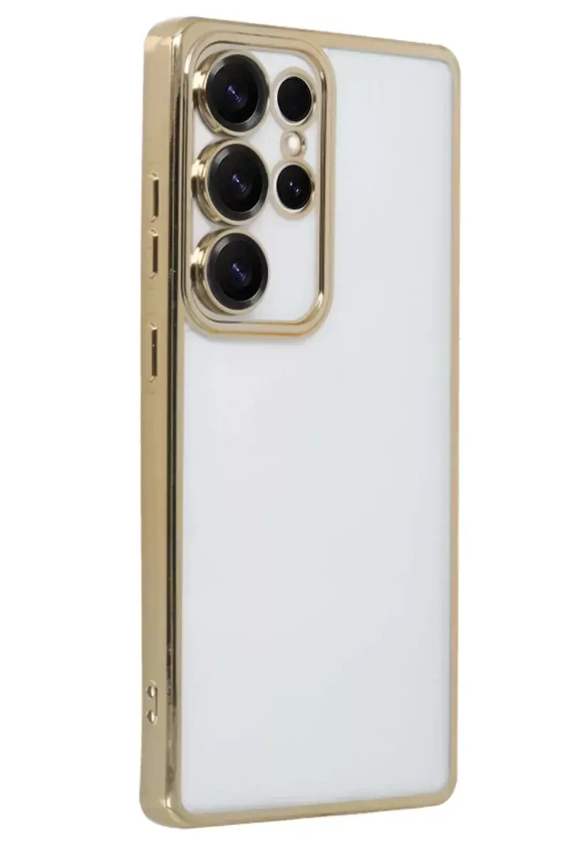 Newface Samsung Galaxy S25 Ultra Kılıf Razer Lensli Silikon - Gold
