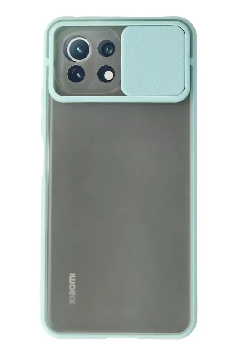 Newface Xiaomi Mi 11 Lite Kılıf Palm Buzlu Kamera Sürgülü Silikon - Turkuaz