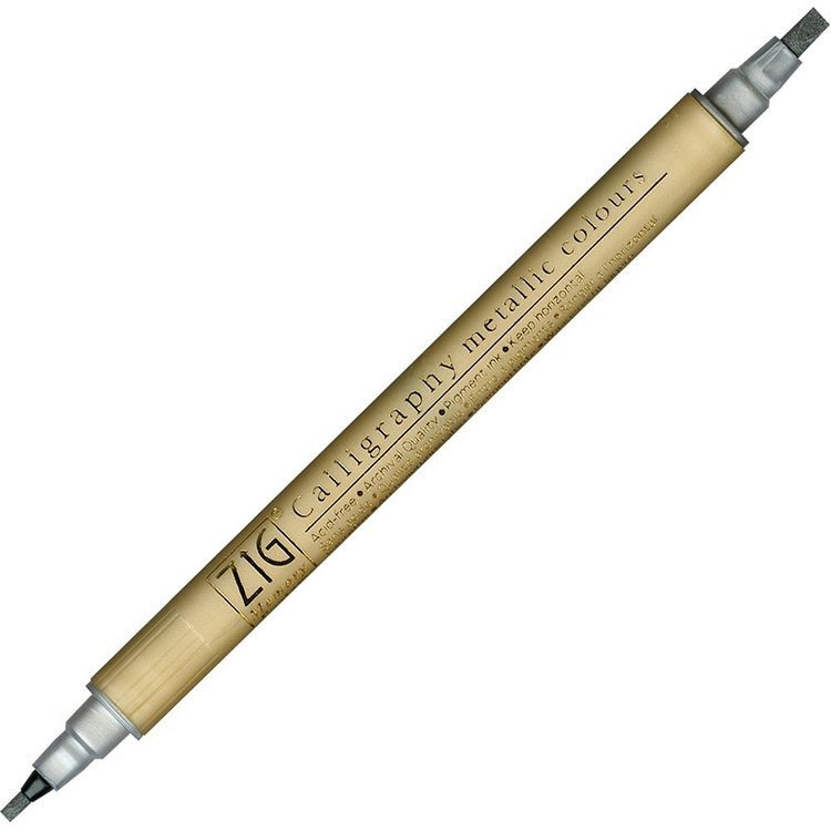 Çift Taraflı Kaligrafi Kalemi Metalik Tonlar 2-3,5mm N:102 Silver
