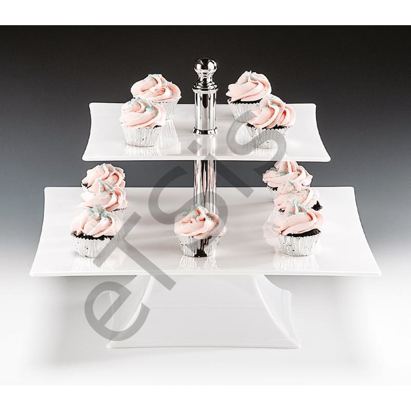 Teşhir Standı, 2 Katlı, Polikarbon, 29 cm, Beyaz