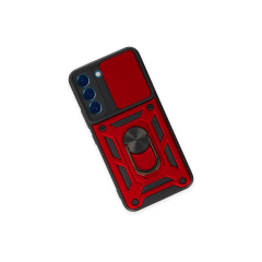 Samsung Galaxy S24 Kılıf Pars Lens Yüzüklü Silikon - Kırmızı