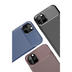 İphone 11 Pro Kılıf Auto Focus Karbon Kapak - Kahverengi