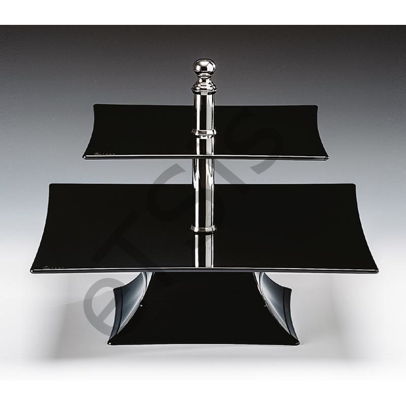 Teşhir Standı, 2 Katlı, Polikarbon, 29 cm, Siyah