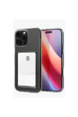 Newface İphone 16 Pro Kılıf Kart Şeffaf Silikon - Şeffaf