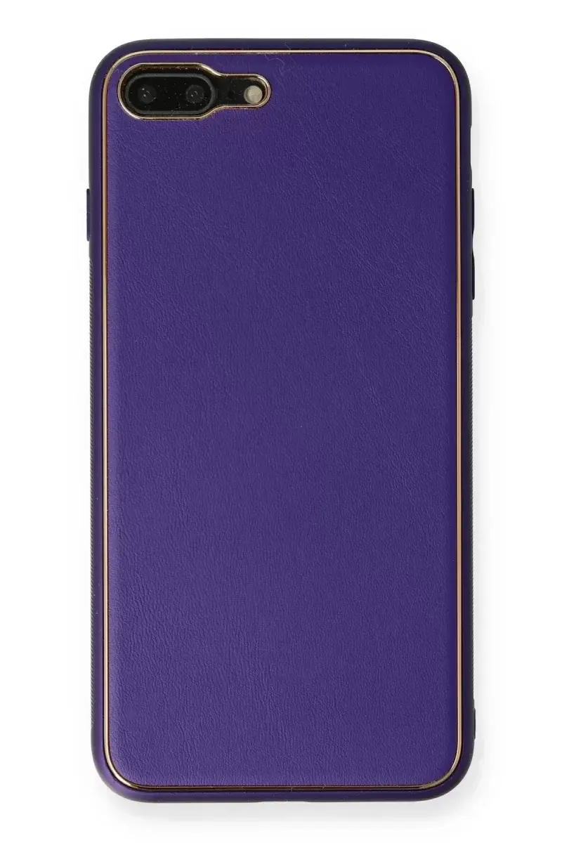 Newface İphone 7 Plus Kılıf Coco Deri Silikon Kapak - Mor