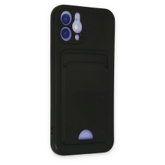 İphone 12 Kılıf Kelvin Kartvizitli Silikon - Siyah