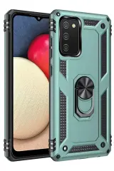 Newface Samsung Galaxy A02s Kılıf Sofya Yüzüklü Silikon Kapak - Yeşil