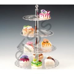 Teşhir Standı, Polikarbon, 4 Katlı, 42 cm, Şeffaf