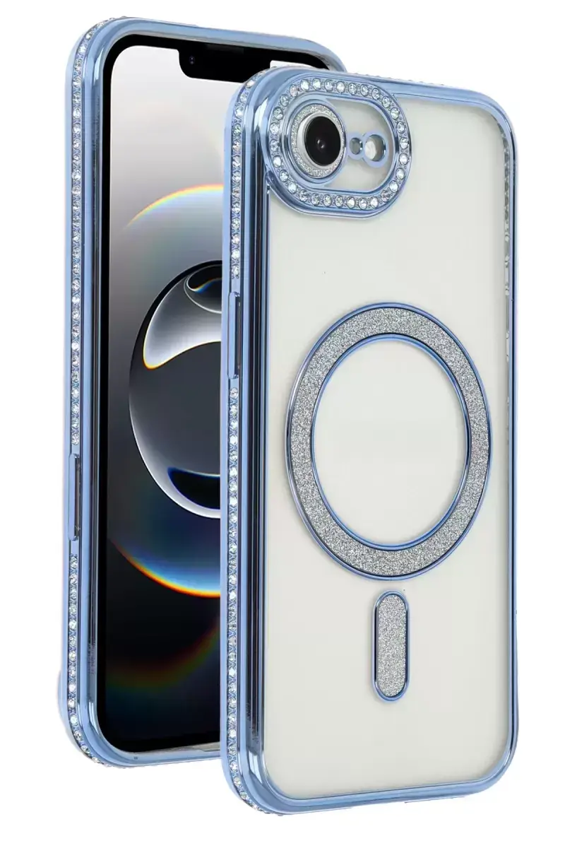Newface Apple İphone 16e Joke Simli Magneticsafe Kılıf - Mavi