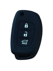 Hyundai Tucson Sonata Ix35 I20 Santa Fe Elantra Reina Anahtar Uyumlu Silikon Oto Anahtar Kumanda Kabı Kılıf Siyah