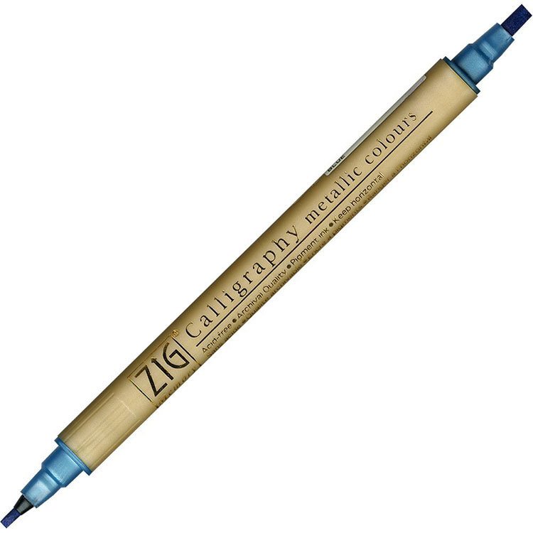 Çift Taraflı Kaligrafi Kalemi Metalik Tonlar 2-3,5mm N:125 Blue